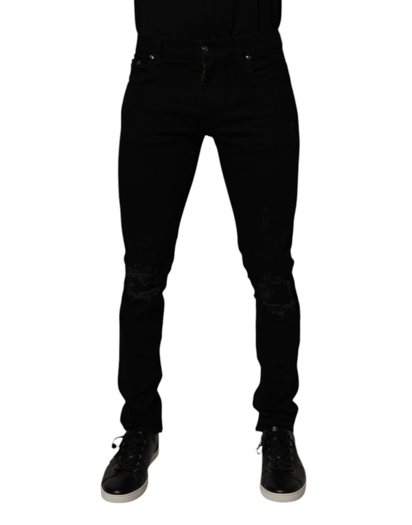 Black Cotton Stretch Skinny Men Denim Jeans-Dolce & Gabbana-LabelTerrace.com