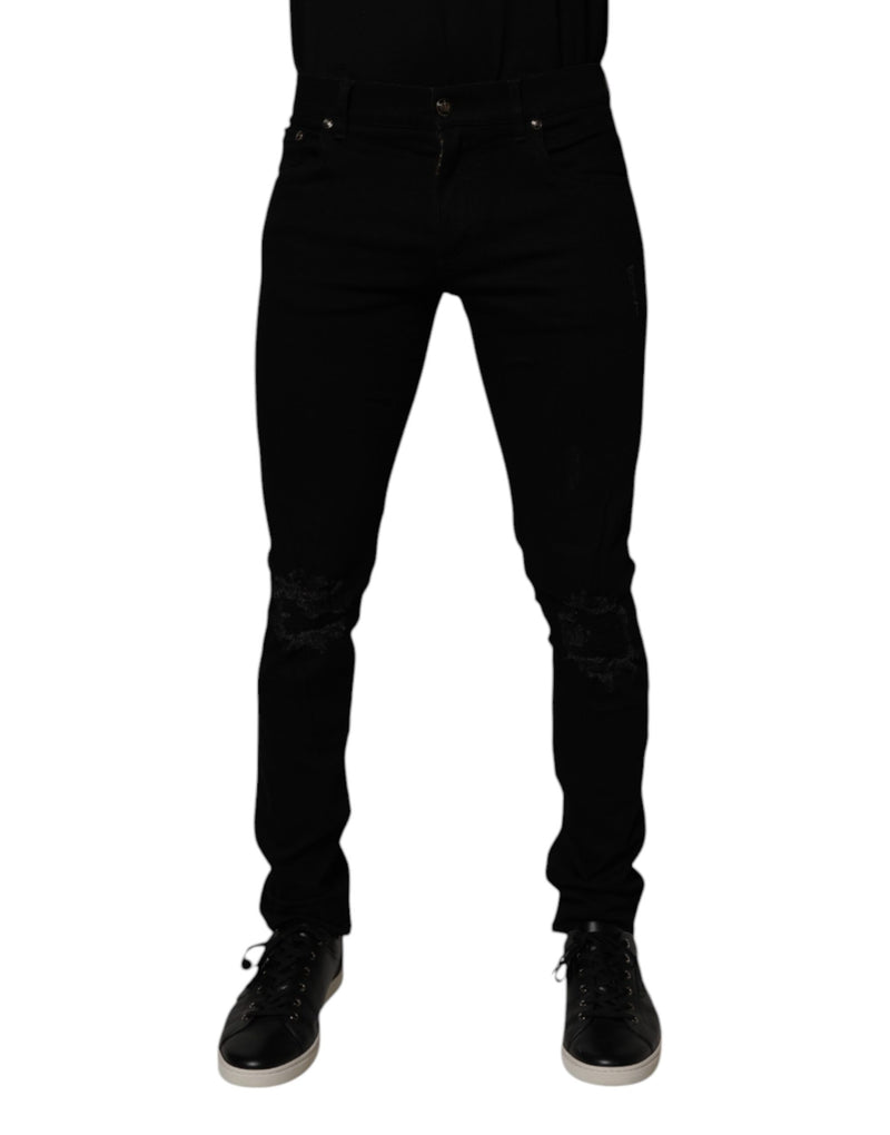 Black Cotton Stretch Skinny Men Denim Jeans-Dolce & Gabbana-LabelTerrace.com