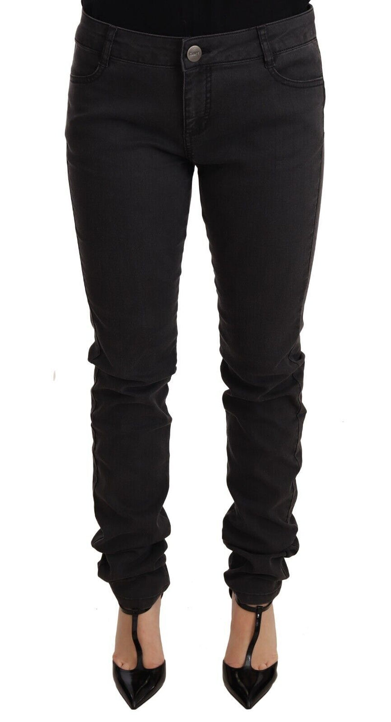 Black Cotton Stretch Skinny Mid Waist Women Denim Jeans-PINKO-LabelTerrace.com