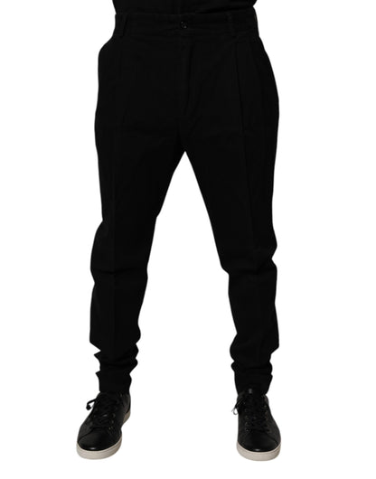 Black Cotton Stretch Skinny Pants-Dolce & Gabbana-LabelTerrace.com
