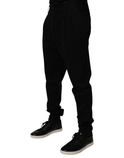 Black Cotton Stretch Skinny Pants-Dolce & Gabbana-LabelTerrace.com