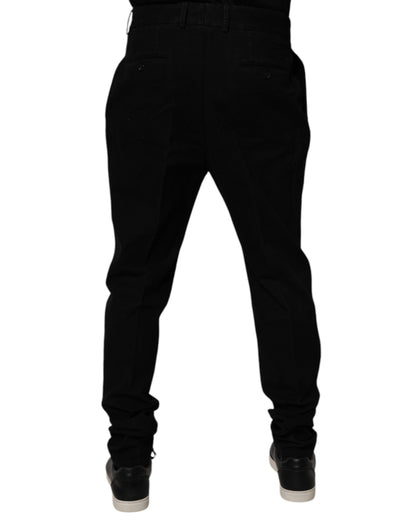 Black Cotton Stretch Skinny Pants-Dolce & Gabbana-LabelTerrace.com
