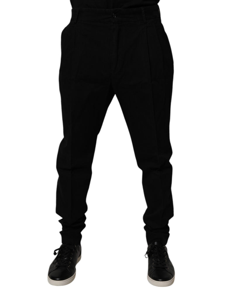 Black Cotton Stretch Skinny Pants-Dolce & Gabbana-LabelTerrace.com