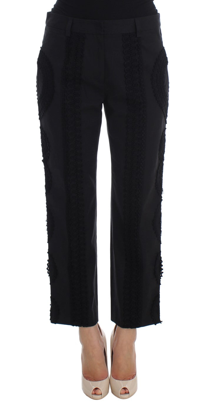 Black Cotton Stretch Torero Capris Pants-Dolce & Gabbana-LabelTerrace.com