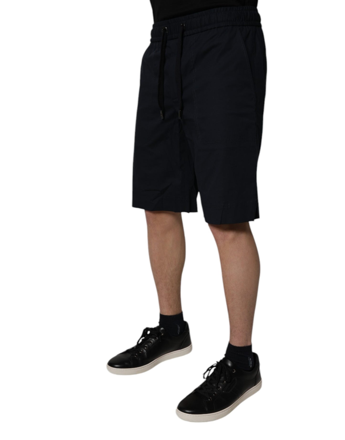 Black Cotton Sweatshorts Men Bermuda Shorts-Dolce & Gabbana-LabelTerrace.com