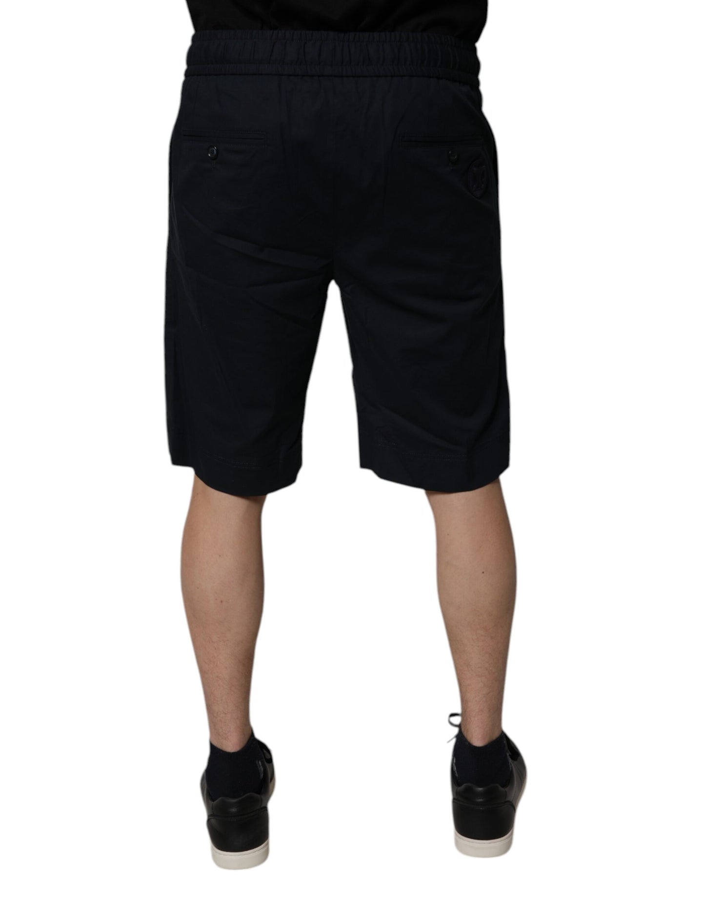 Black Cotton Sweatshorts Men Bermuda Shorts-Dolce & Gabbana-LabelTerrace.com