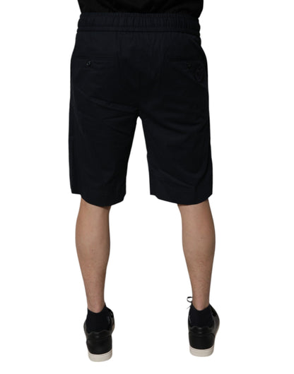 Black Cotton Sweatshorts Men Bermuda Shorts-Dolce & Gabbana-LabelTerrace.com