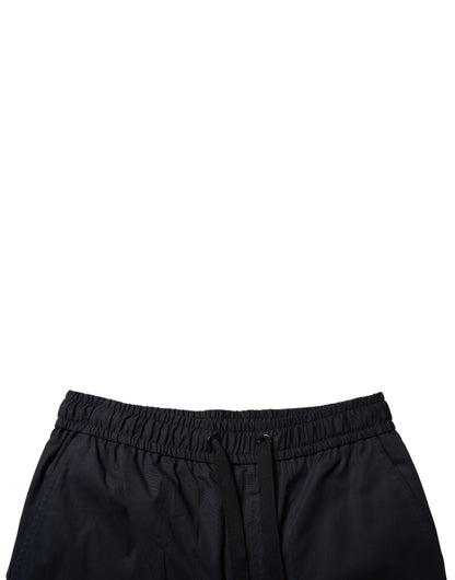Black Cotton Sweatshorts Men Bermuda Shorts-Dolce & Gabbana-LabelTerrace.com