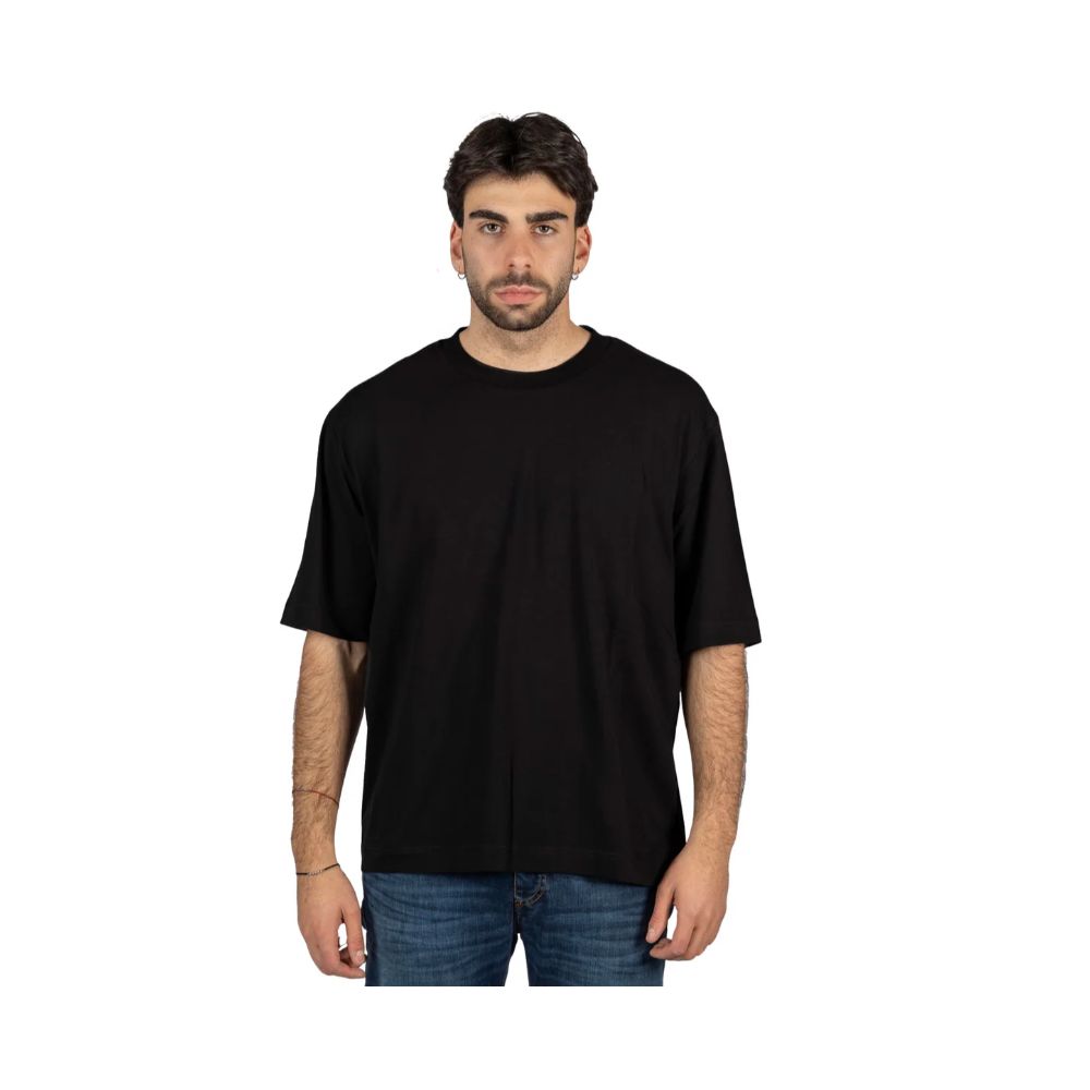 Black Cotton T-Shirt-Alpha Studio-LabelTerrace.com