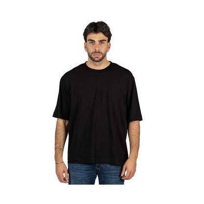Black Cotton T-Shirt-Alpha Studio-LabelTerrace.com