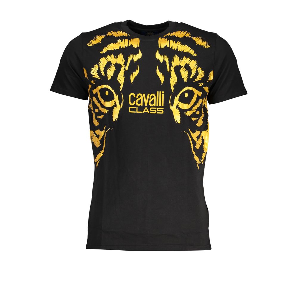 Black Cotton T-Shirt-Cavalli Class-LabelTerrace.com