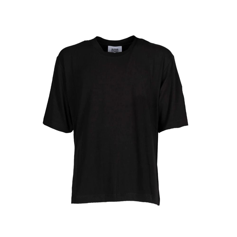 Black Cotton T-Shirt-Alpha Studio-LabelTerrace.com