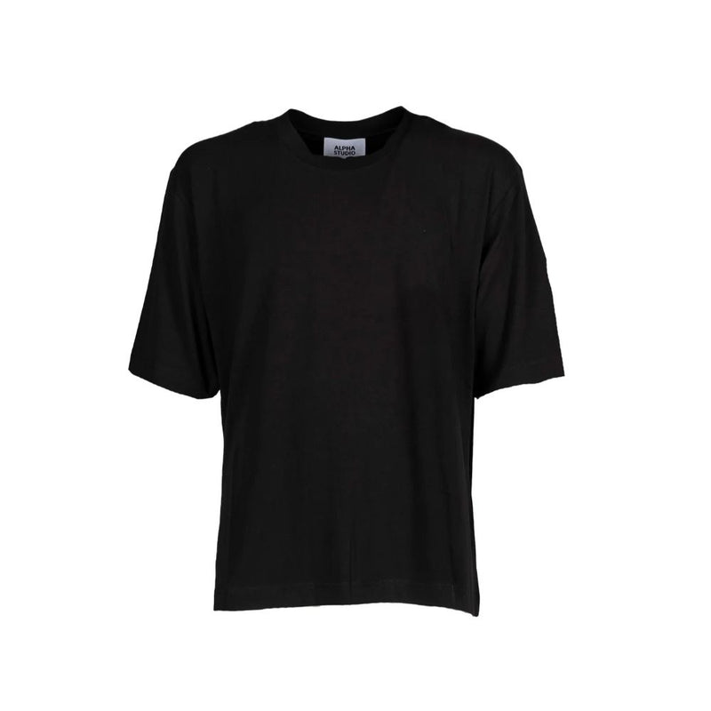 Black Cotton T-Shirt-Alpha Studio-LabelTerrace.com