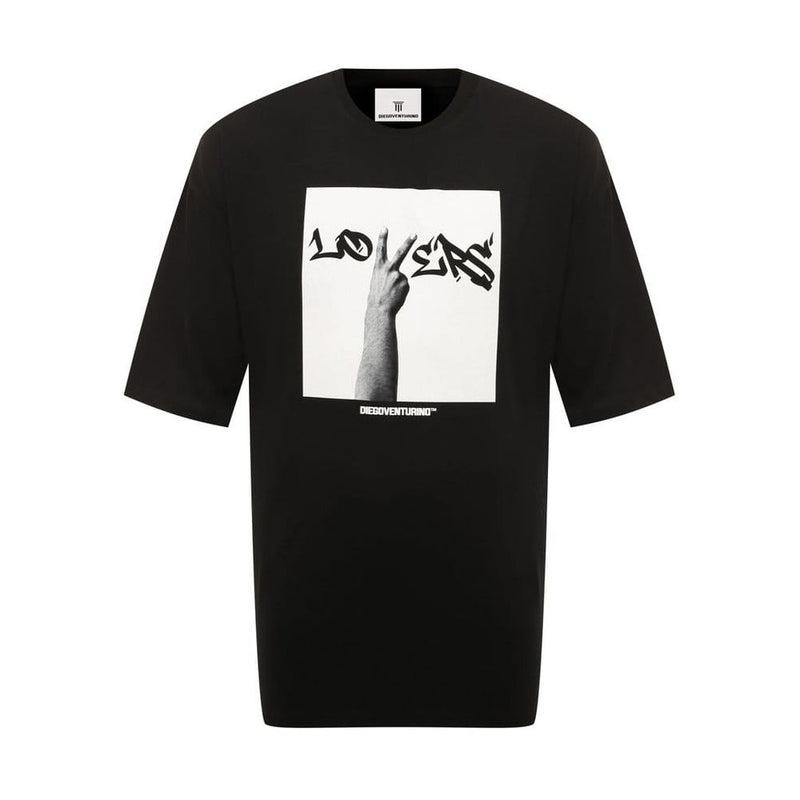 Black Cotton T-Shirt-Diego Venturino-LabelTerrace.com