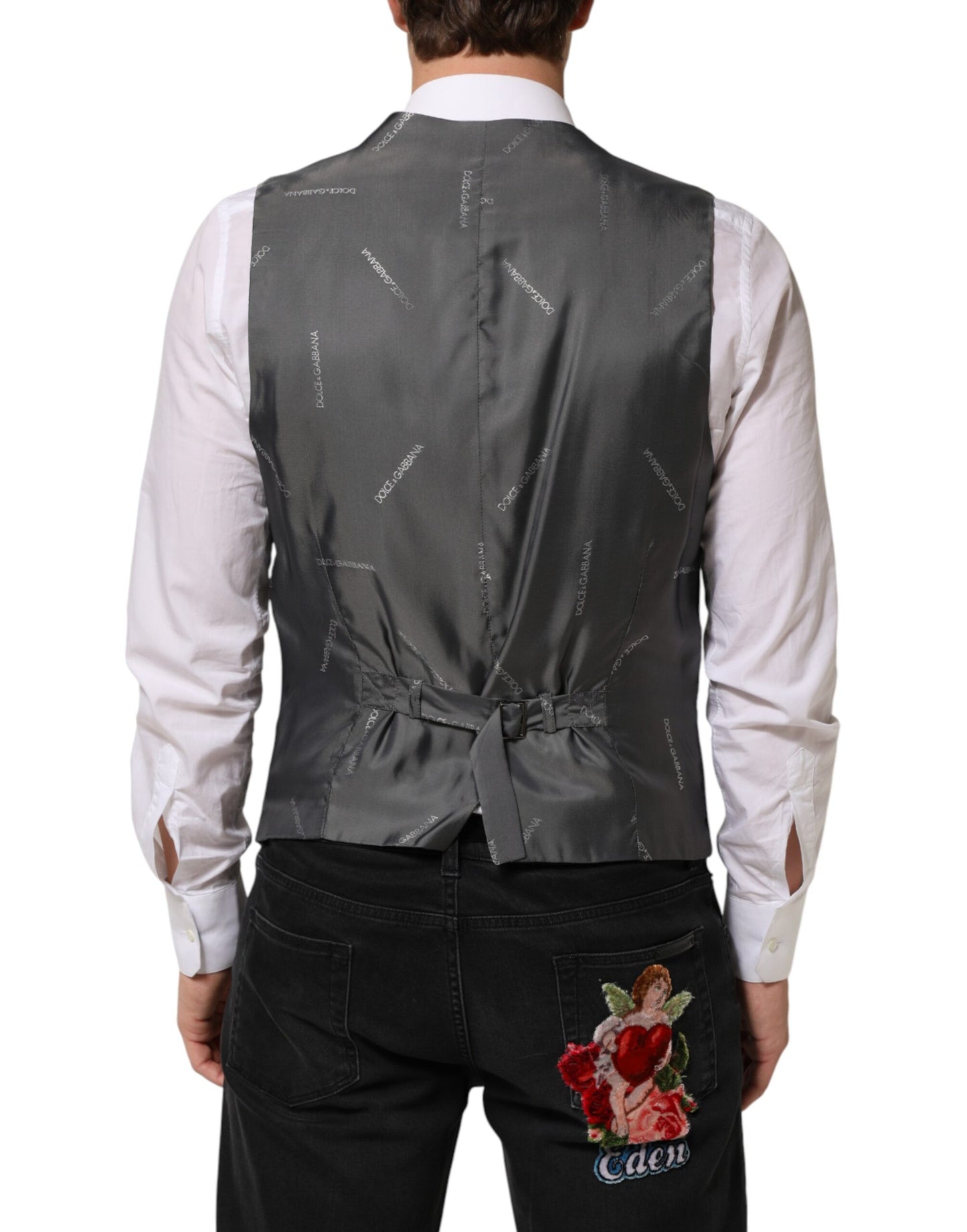 Black Cotton Waistcoat Dress Men Formal Vest-Dolce & Gabbana-LabelTerrace.com