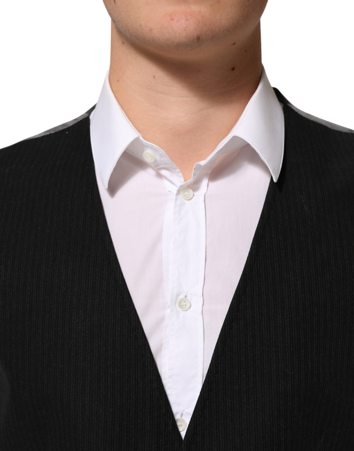 Black Cotton Waistcoat Dress Men Formal Vest-Dolce & Gabbana-LabelTerrace.com
