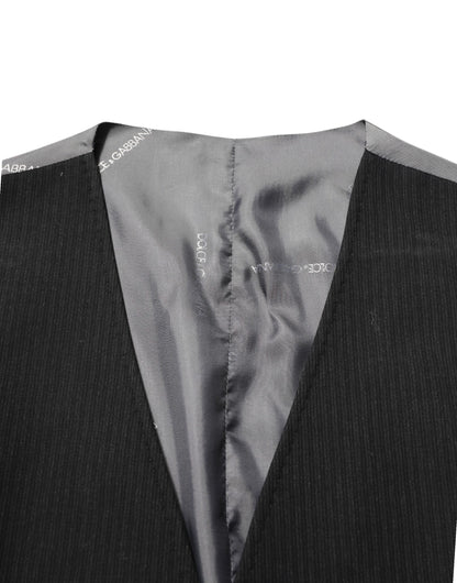 Black Cotton Waistcoat Dress Men Formal Vest-Dolce & Gabbana-LabelTerrace.com