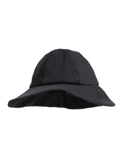 Black Cotton Wide Brim Bucket Hat-Dolce & Gabbana-LabelTerrace.com
