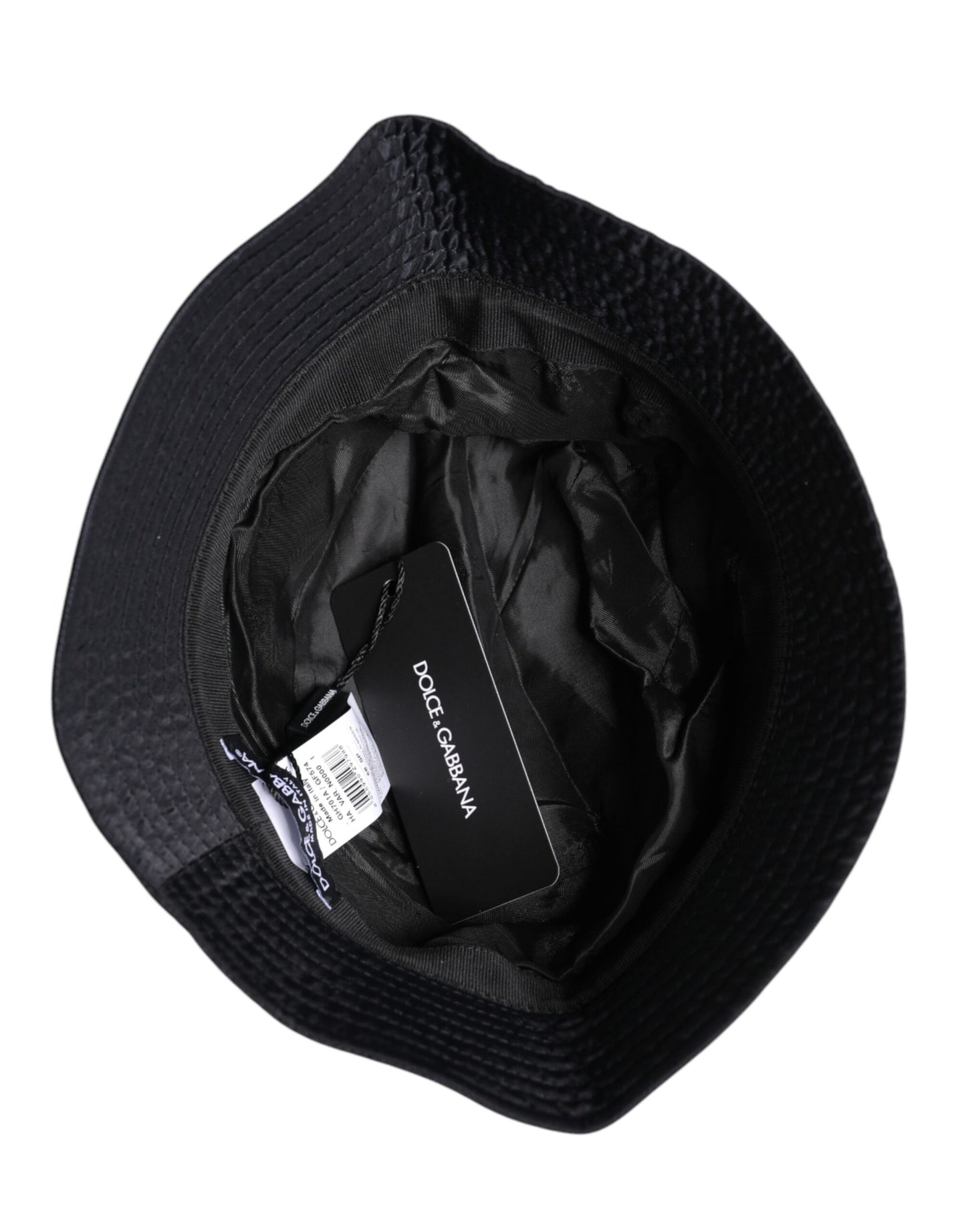 Black Cotton Wide Brim Bucket Hat-Dolce & Gabbana-LabelTerrace.com