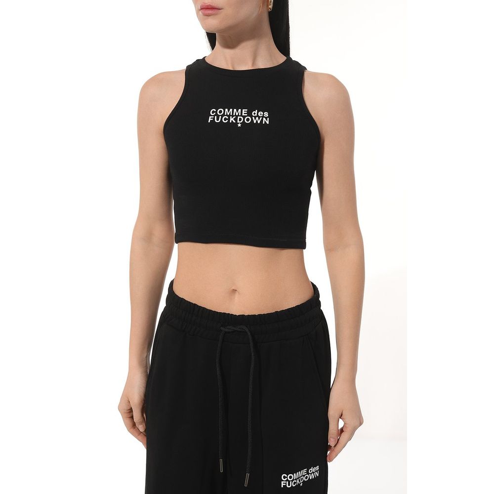 Black Cotton Women Cropped Top-Comme Des Fuckdown-LabelTerrace.com