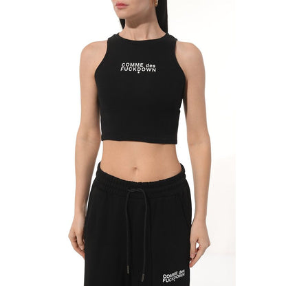 Black Cotton Women Cropped Top-Comme Des Fuckdown-LabelTerrace.com