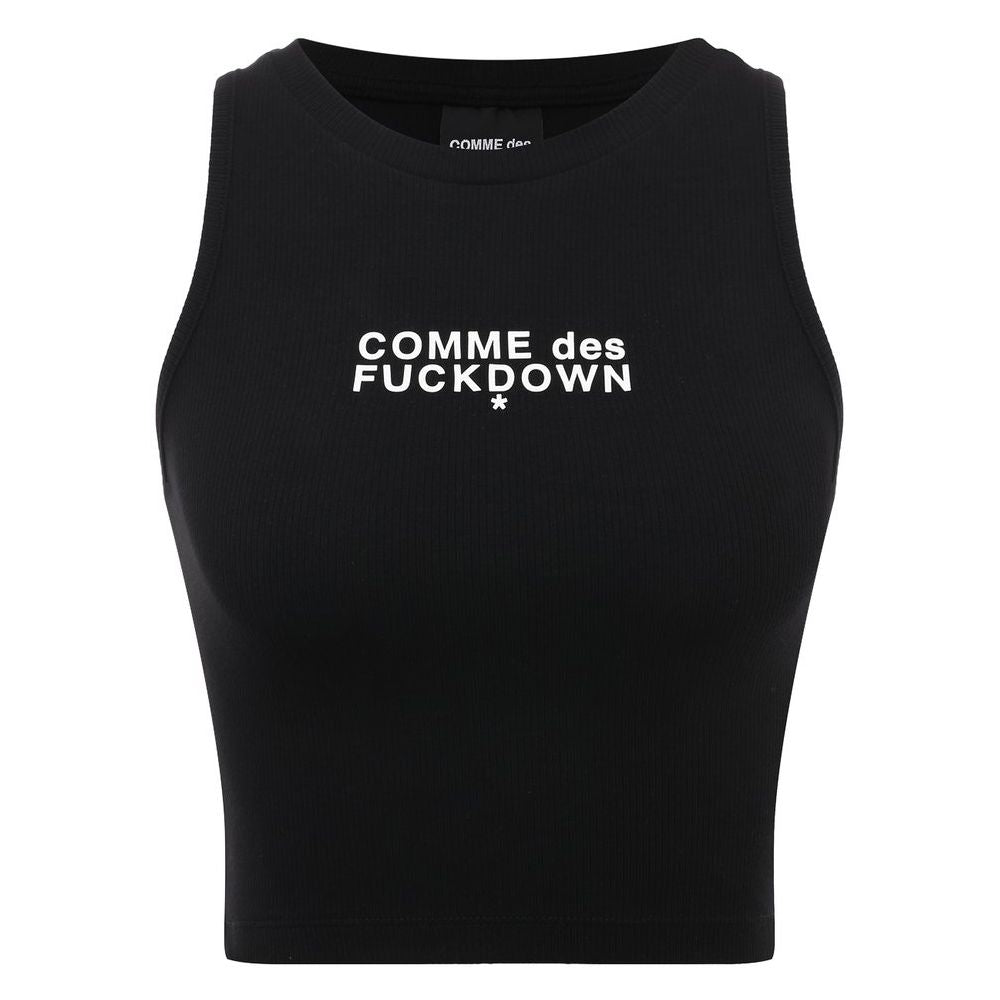 Black Cotton Women Cropped Top-Comme Des Fuckdown-LabelTerrace.com