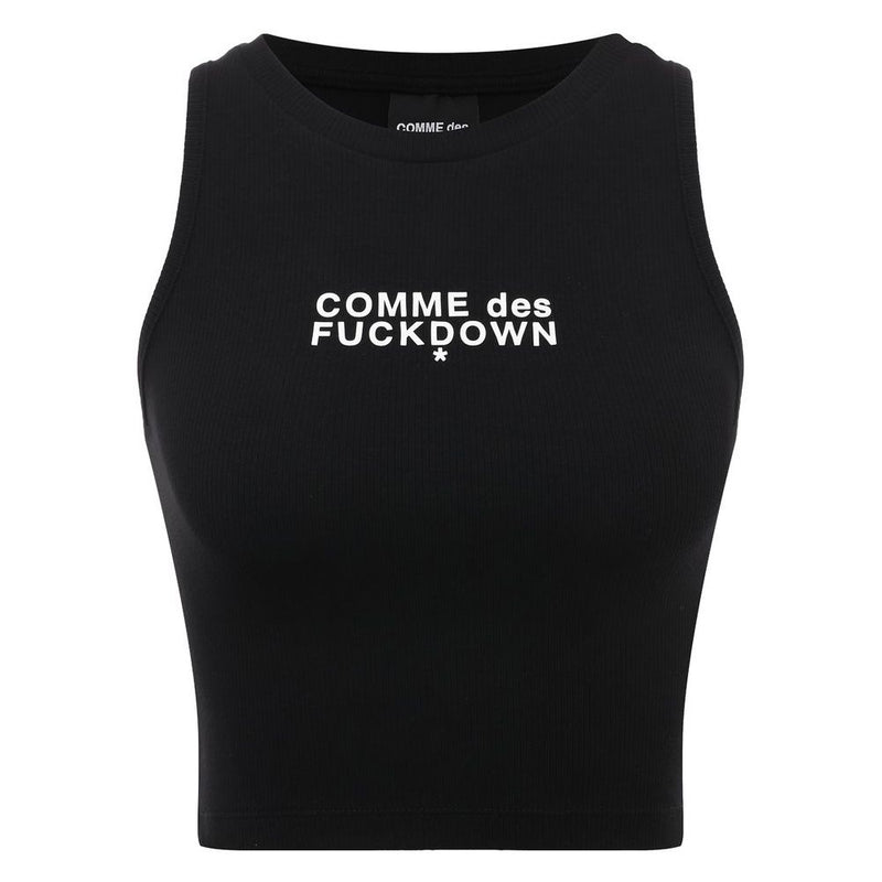 Black Cotton Women Cropped Top-Comme Des Fuckdown-LabelTerrace.com
