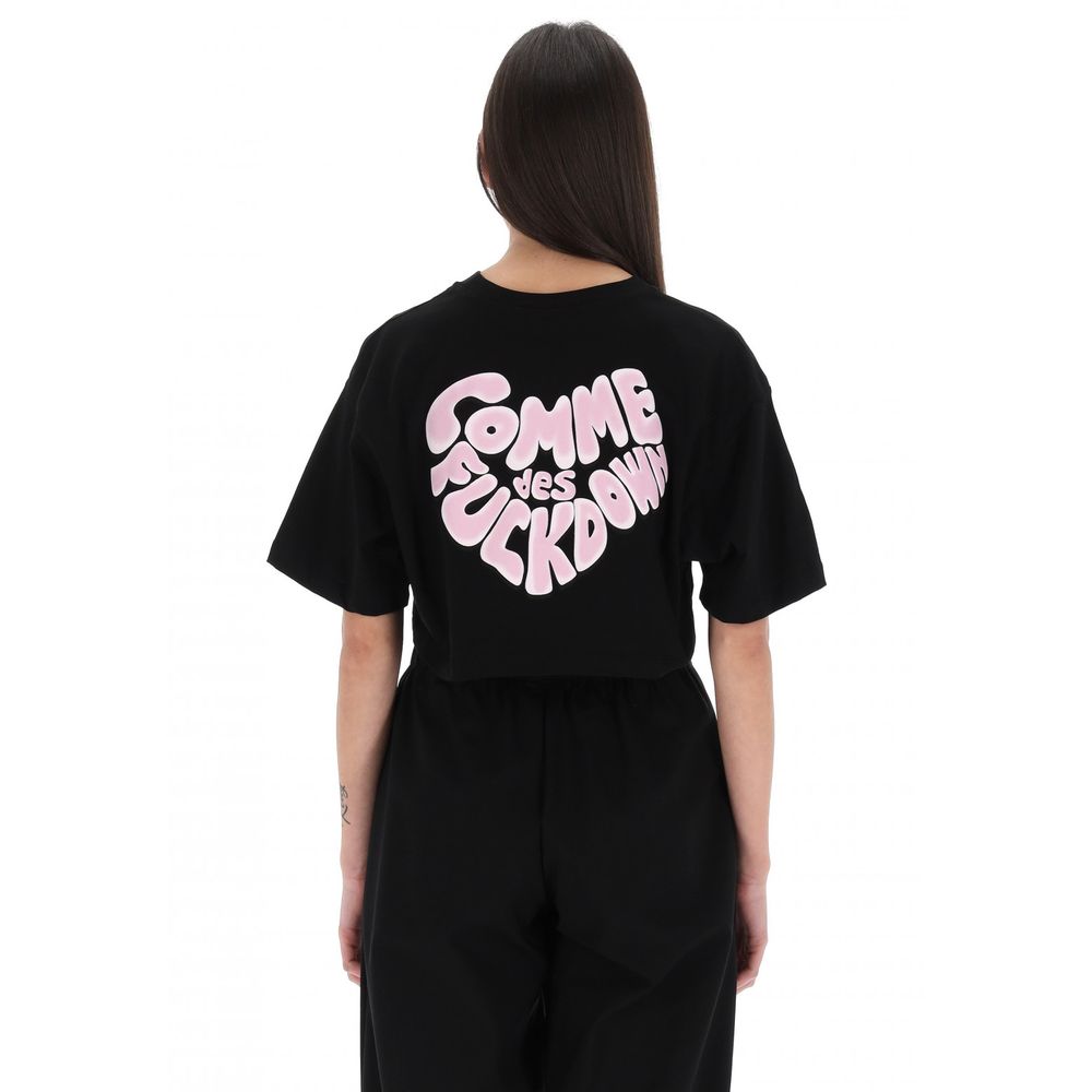 Black Cotton Women T-Shirt-Comme Des Fuckdown-LabelTerrace.com