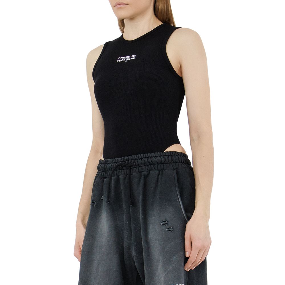 Black Cotton Women T-Shirt-Comme Des Fuckdown-LabelTerrace.com