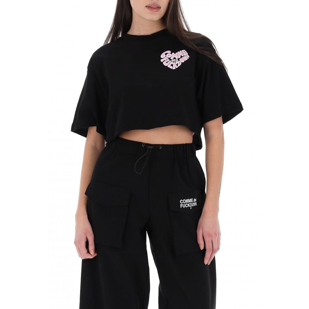 Black Cotton Women T-Shirt-Comme Des Fuckdown-LabelTerrace.com