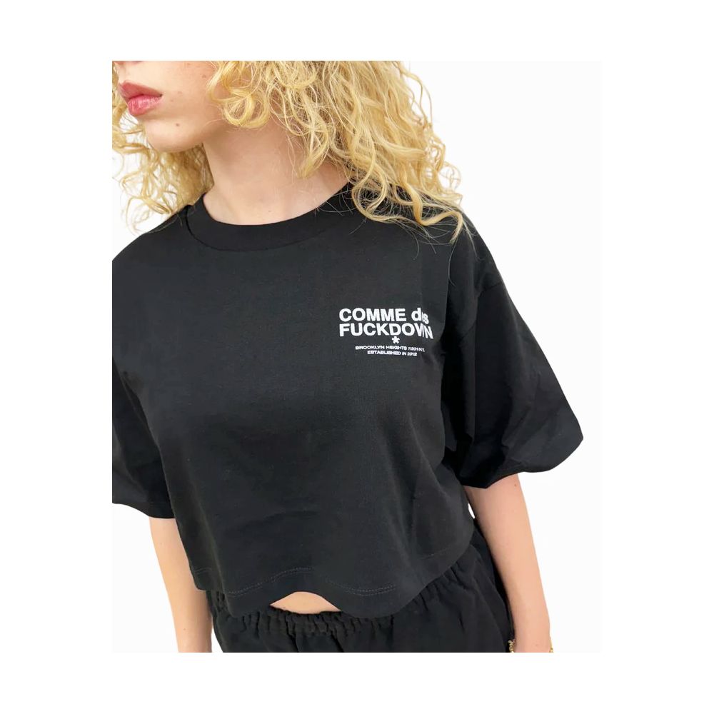 Black Cotton Women T-Shirt-Comme Des Fuckdown-LabelTerrace.com
