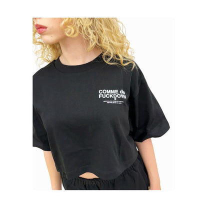 Black Cotton Women T-Shirt-Comme Des Fuckdown-LabelTerrace.com