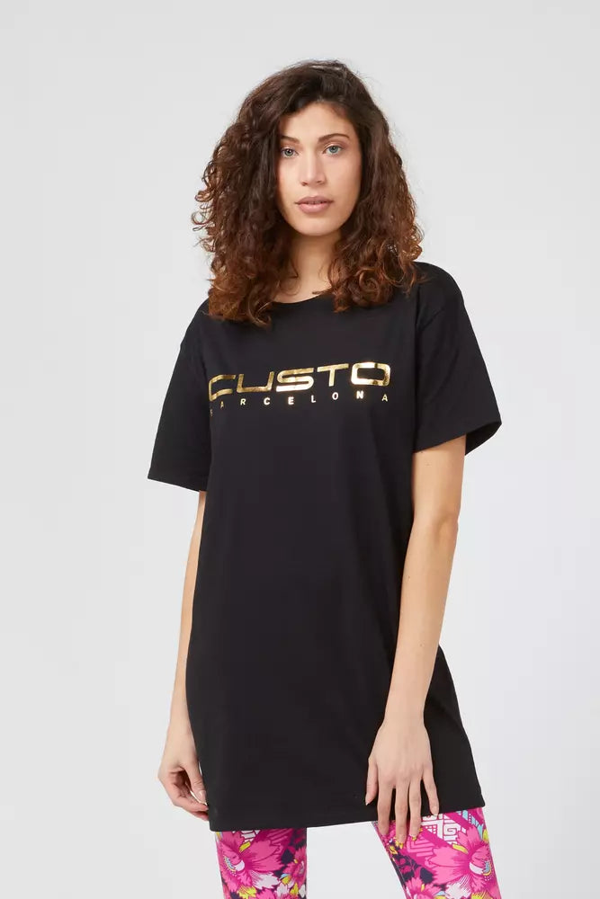 Black Cotton Women T-Shirt-Custo Barcelona-LabelTerrace.com