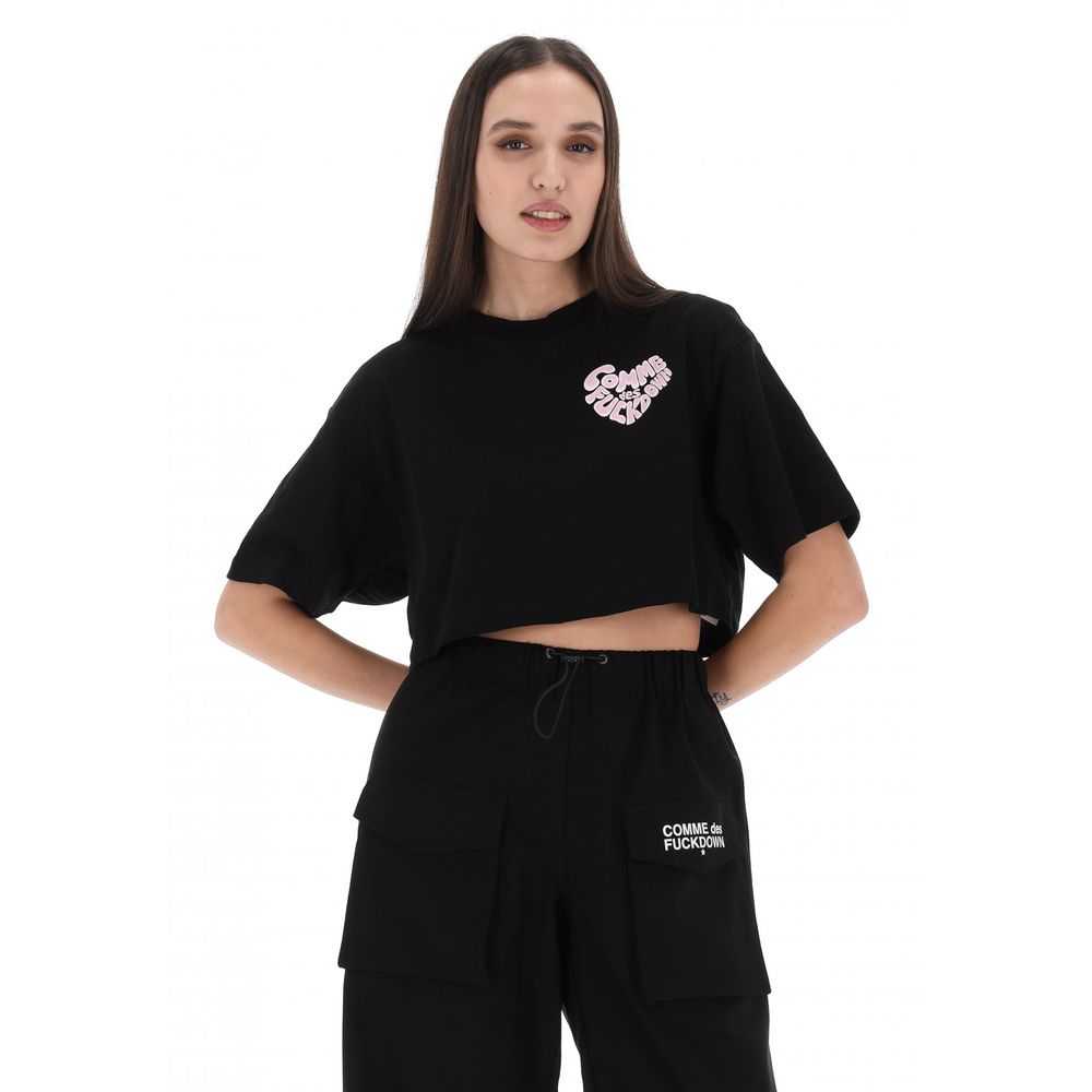 Black Cotton Women T-Shirt-Comme Des Fuckdown-LabelTerrace.com
