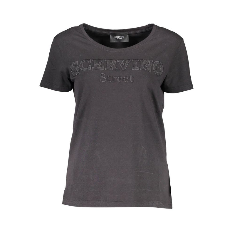 Black Cotton Women T-Shirt-Scervino Street-LabelTerrace.com