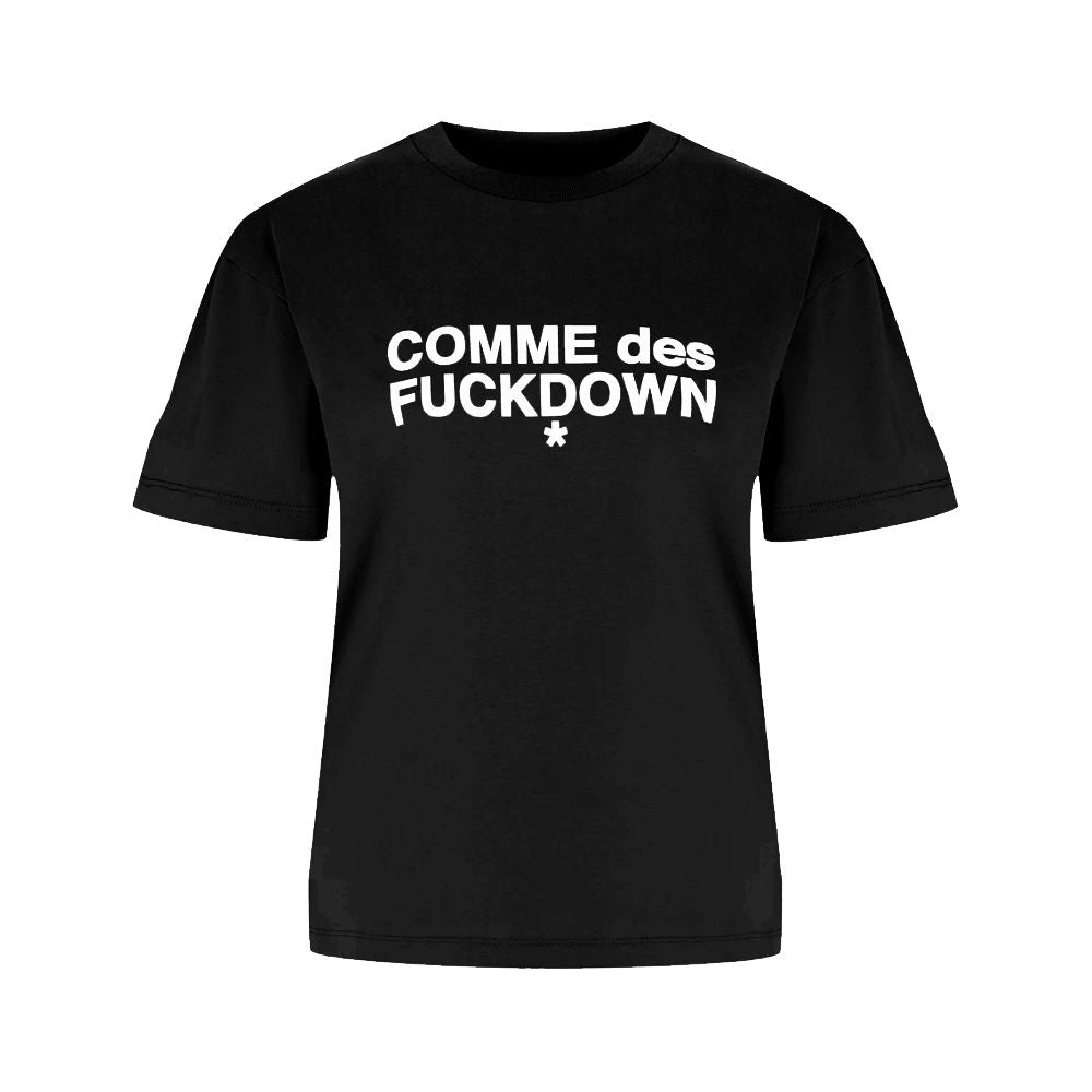 Black Cotton Women T-Shirt-Comme Des Fuckdown-LabelTerrace.com