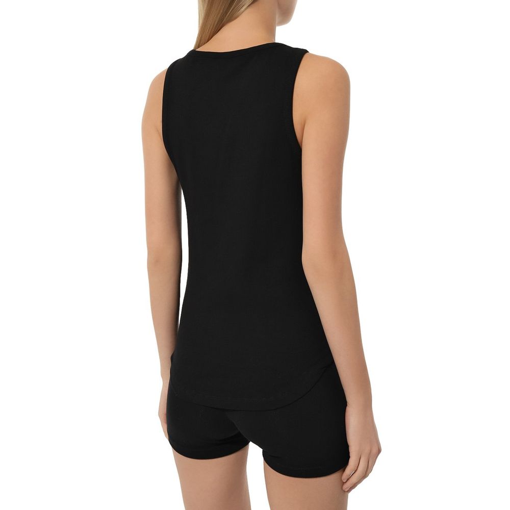 "Black Cotton Women Tank Top"-Comme Des Fuckdown-LabelTerrace.com