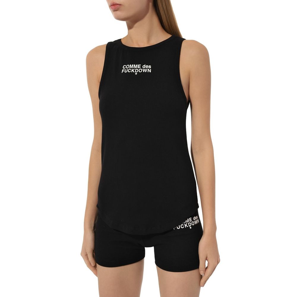 "Black Cotton Women Tank Top"-Comme Des Fuckdown-LabelTerrace.com