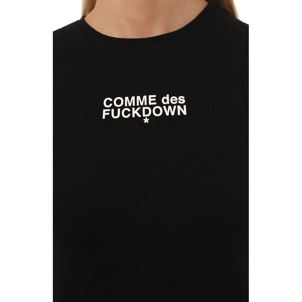 Black Cotton Women Tank Top-Comme Des Fuckdown-LabelTerrace.com