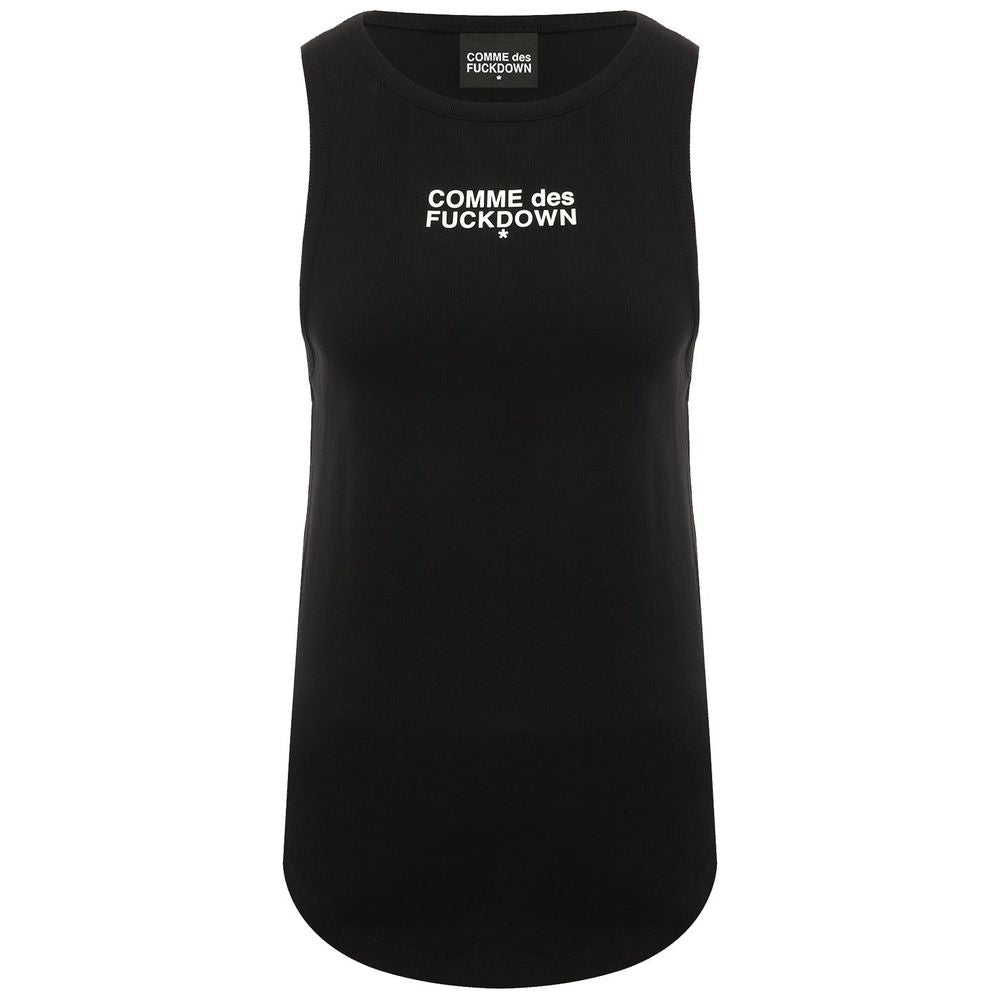 "Black Cotton Women Tank Top"-Comme Des Fuckdown-LabelTerrace.com