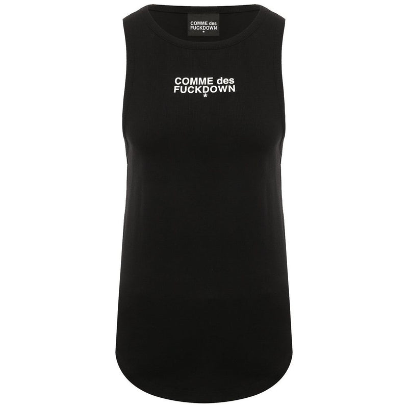 "Black Cotton Women Tank Top"-Comme Des Fuckdown-LabelTerrace.com