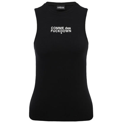 Black Cotton Women Tank Top-Comme Des Fuckdown-LabelTerrace.com