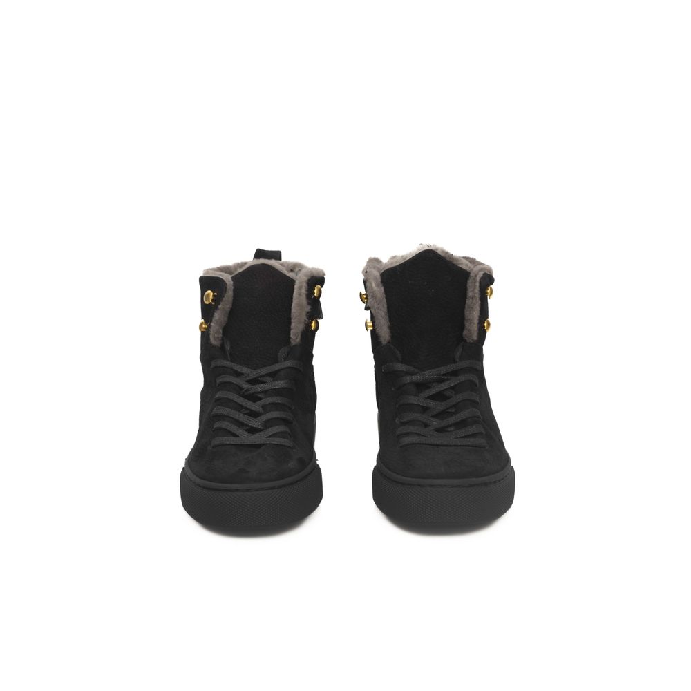 Black Cowhide Women High Sneaker-Cerruti 1881-LabelTerrace.com