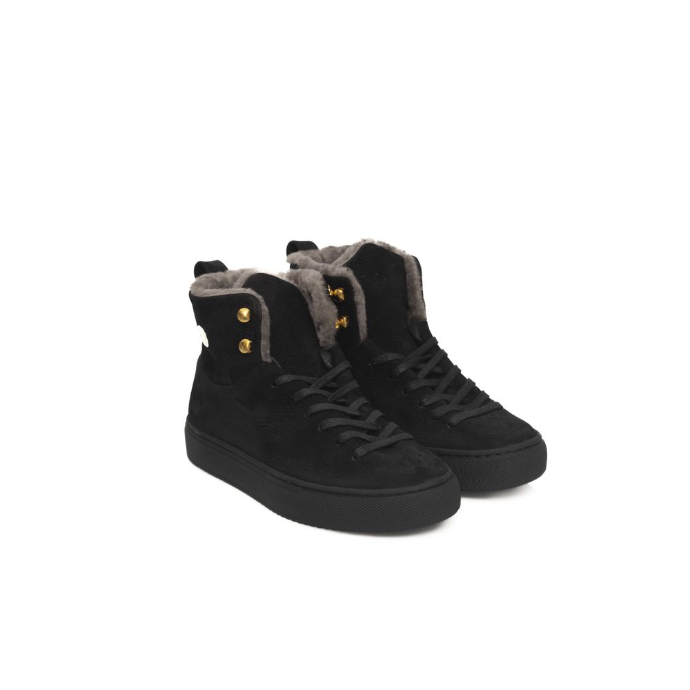 Black Cowhide Women High Sneaker-Cerruti 1881-LabelTerrace.com