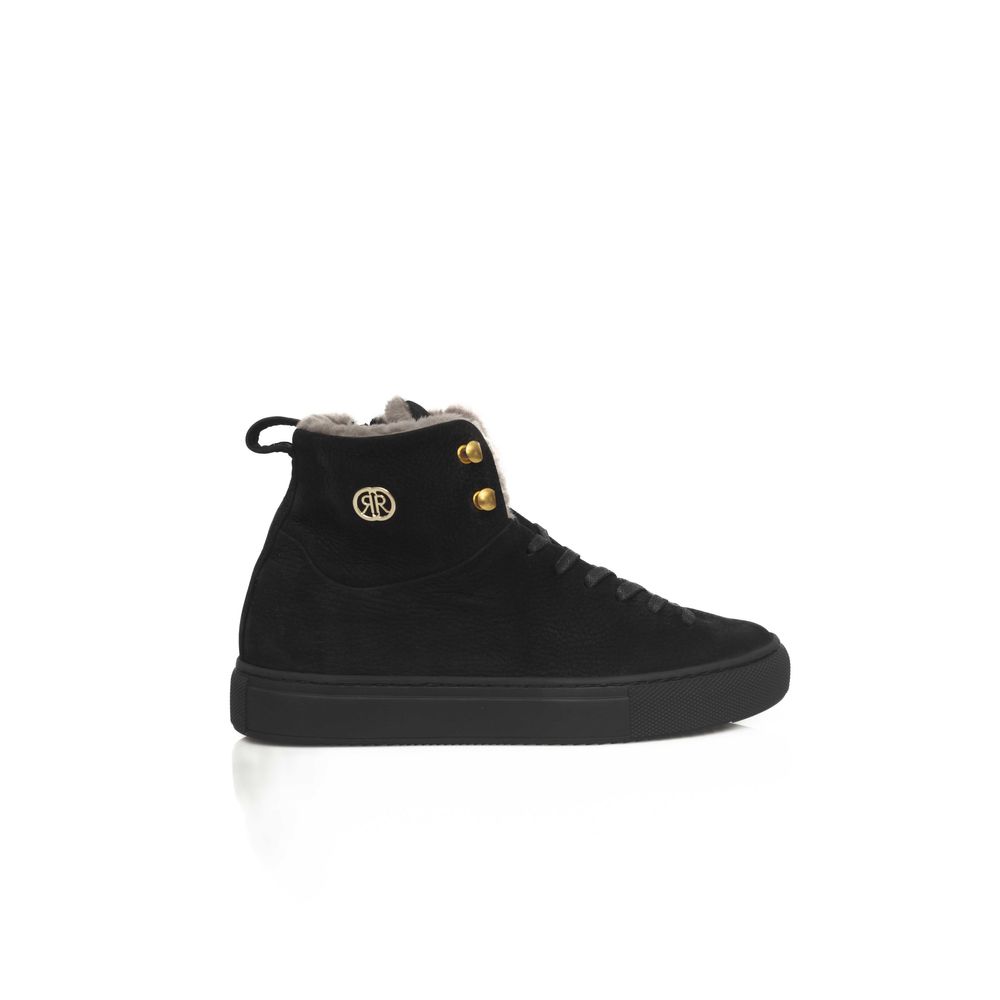Black Cowhide Women High Sneaker-Cerruti 1881-LabelTerrace.com