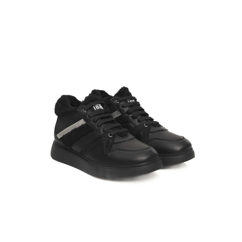 Black Cowhide Women Platform Sneaker-Cerruti 1881-LabelTerrace.com