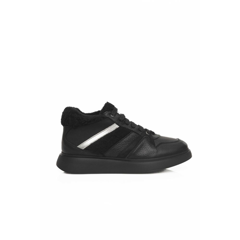 Black Cowhide Women Platform Sneaker-Cerruti 1881-LabelTerrace.com