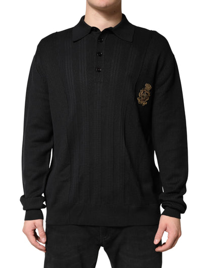 Black Crest Long Sleeve Men Pullover Sweater