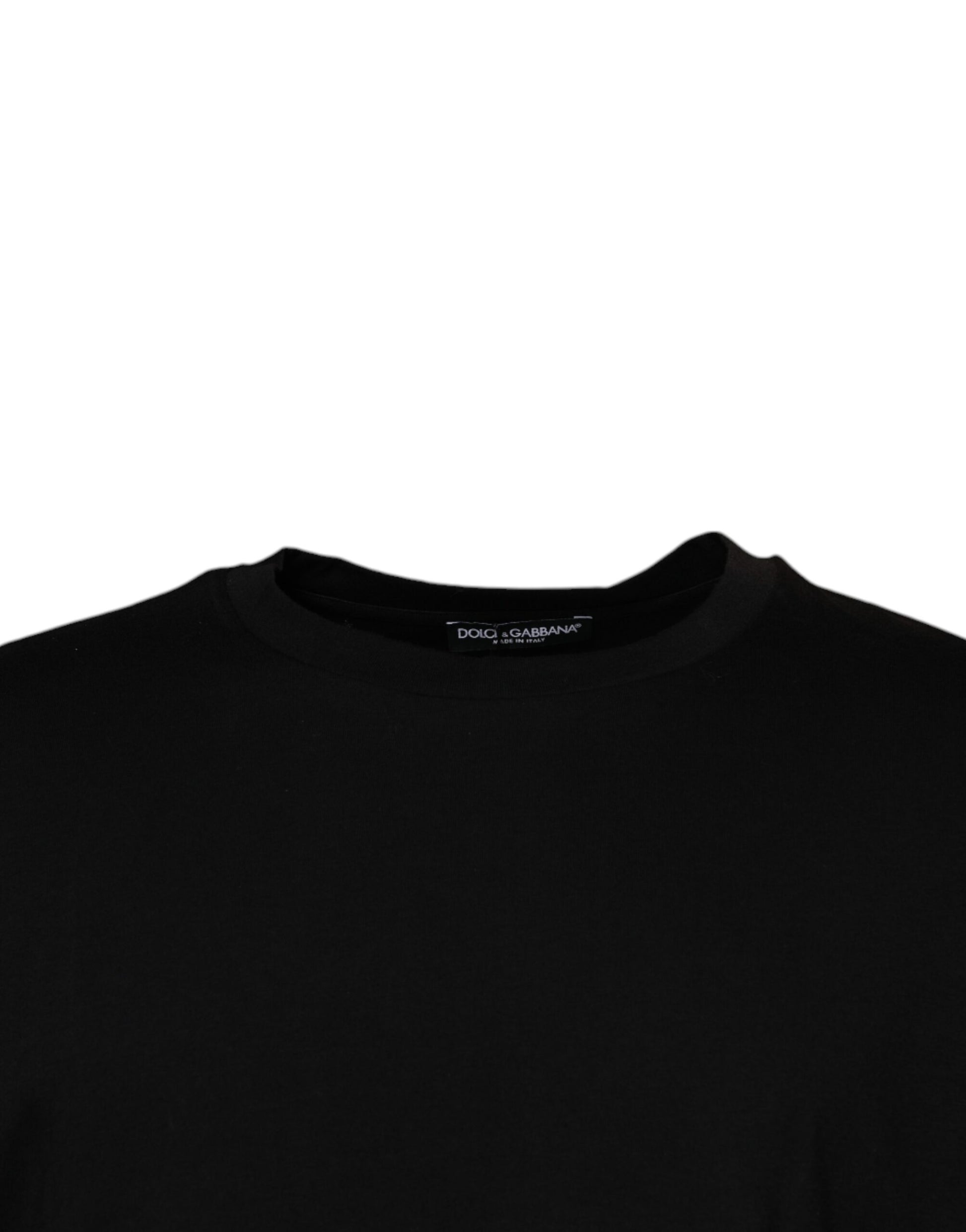Black Crew Neck Short Sleeve T-shirt-Dolce & Gabbana-LabelTerrace.com