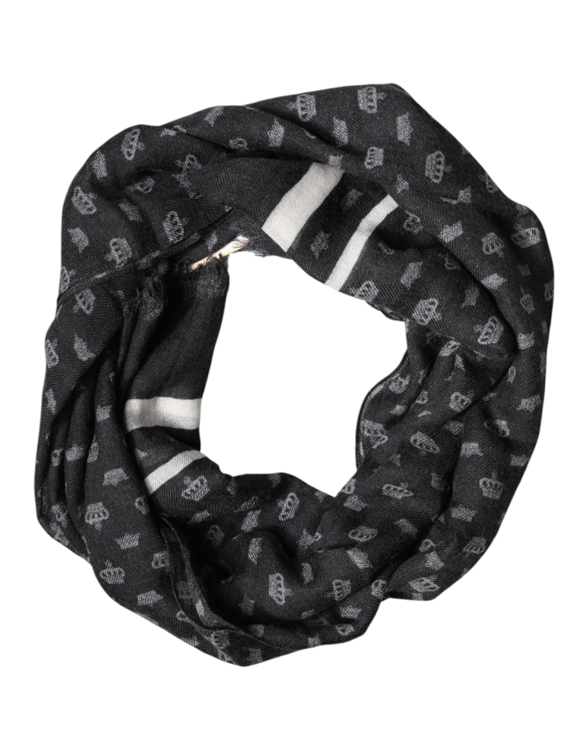 Black Crown Cashmere Neck Wrap Shawl Scarf